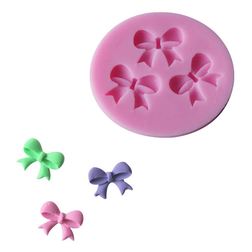 3D Bowknot Silicone Fondant Mould Cake Decorating Chocolate Baking Mold Pink