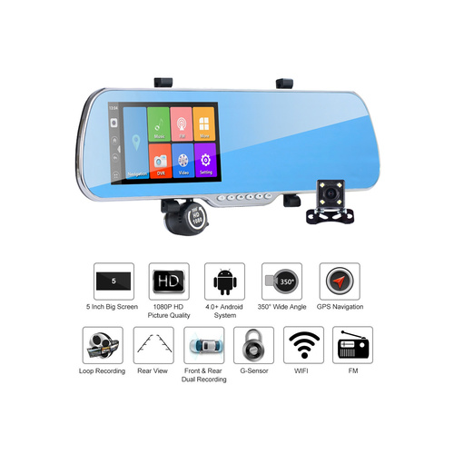 5.0" IPS Touch Android 4.4 ROM 8GB FHD1080P Car DVR Dual Camera GPS