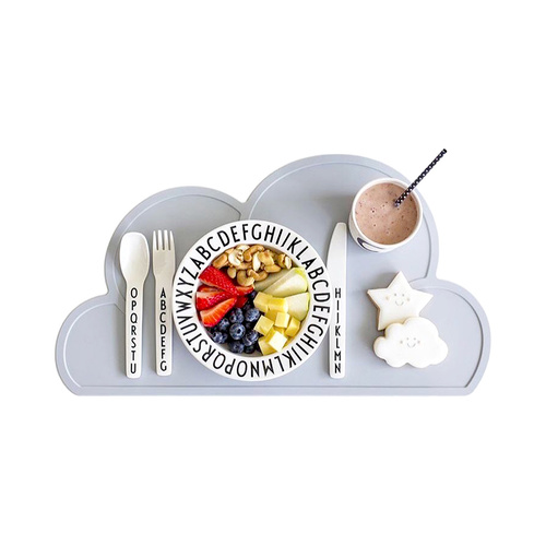 Food Grade Silicone Slip Resistant Cloud Placemat for Baby/Kid/Children Grey