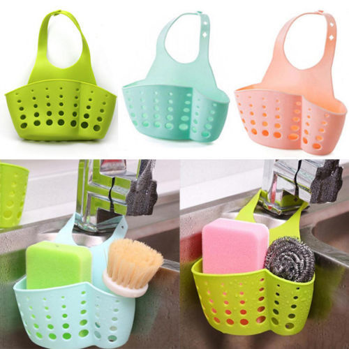 Hanging Home Kitchen Sponge Drain Bag Basket Bath Storage Tools Sink Holder