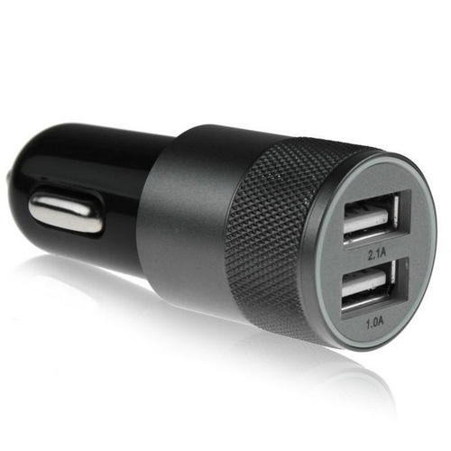 12v 2.1A 1.0A Aluminium 2-port USB Universal Car Charger Normal Usb phone Black 