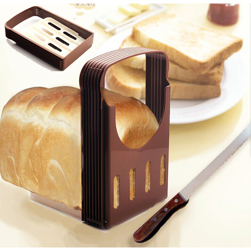 Folding Bread Toast Loaf Sandwich Slicer Cutter Mold Slicing Guide Brown