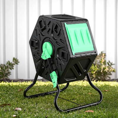 Compost Bin 65L Composter Tumbler Rotating Outdoor With Sliding Door