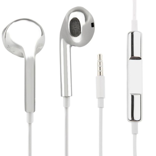 Metallic Plated Stereo Earpods with Volume Control & Mic Silver 