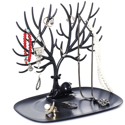 Bracelet Necklace Holder Black  Deer Antler Tree Design