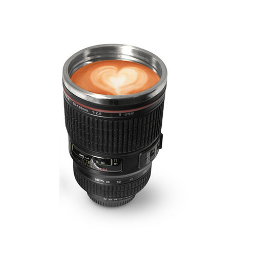 Geeky Camera Lense Coffee Mug Black Ceramic