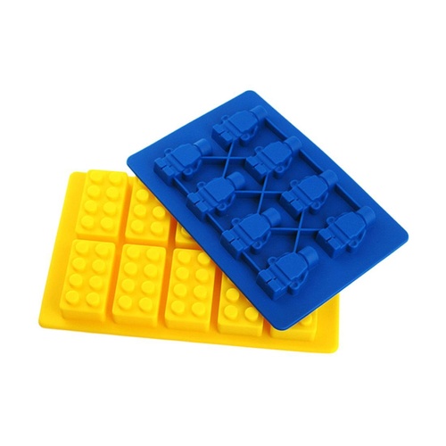 Retro Lego Brick & Man Ice Cube Tray 100% BPA Free Silicone