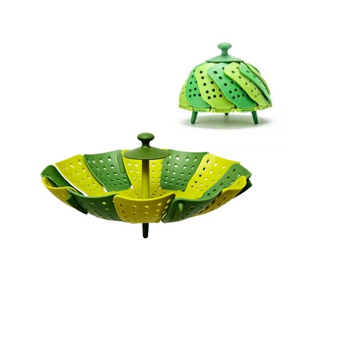Lotus Folding Non-scratch Steamer Basket BPA Free Plastic Green