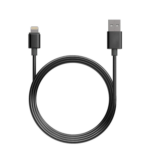 1m Flexible Metal Lightning USB Charger Apple iPhone 5 6 6s iPad iPad Mini Black