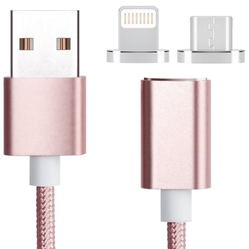 1m Tough Nylon USB Lightning Charging 5V 2.1A 8 Pin to USB 2.0 Magnetic Cable 