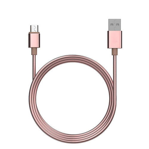 1m Flexible Metal Micro USB Charge Sync Cable Samsung / Androids (Rose Gold)