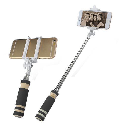 Universal Uber-Mini Wired Extendable Smartphone Selfie Stick (Length 110cm) Blk