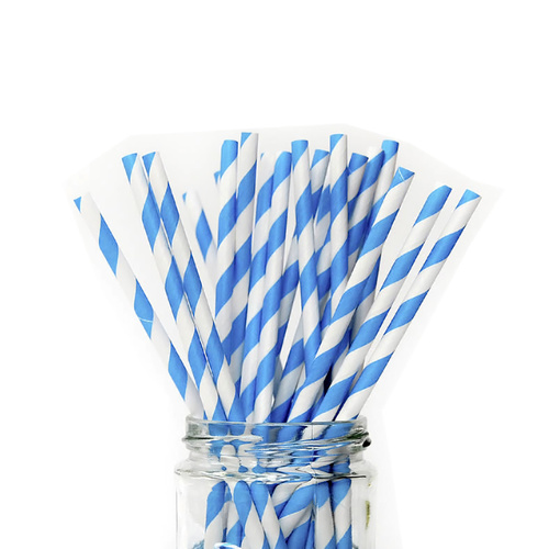 25 x Paper Straws - Blue Stripes Party Pack