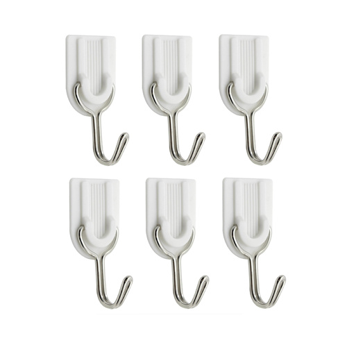 6X Bathroom Door Self-Adhesive Hooks Towel Bag Wall Holder Hanger Hanging White