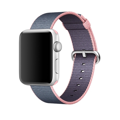 Apple Watch Strap Replacement Handmade 42mm Blue Pink Woven Nylon Band