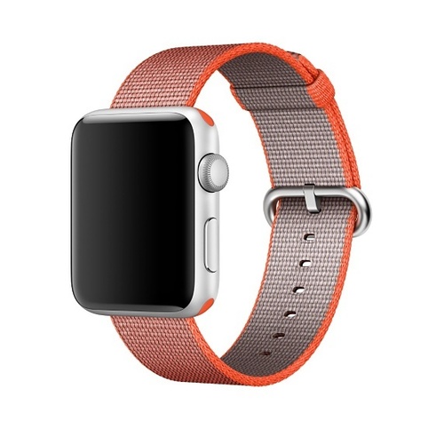 Apple Watch Strap Replacement Handmade 42mm Orange Gray Woven Nylon Band