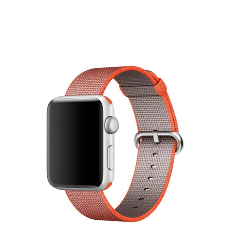 Apple Watch Strap Replacement Handmade 38mm Orange Gray Woven Nylon Band