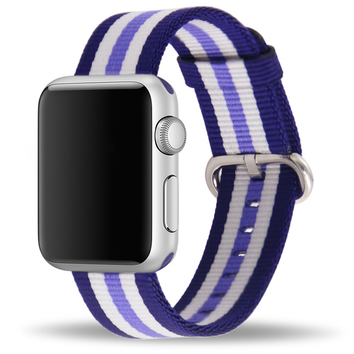 Apple Watch Strap Replacement Handmade 42mm Purple Stripe Woven Nylon Band