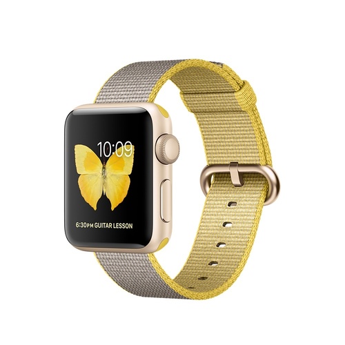 Apple Watch Strap Replacement Handmade 42mm Yellow Gray Woven Nylon Band