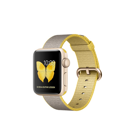 Apple Watch Strap Replacement Handmade 38mm Yellow Gray Woven Nylon Band