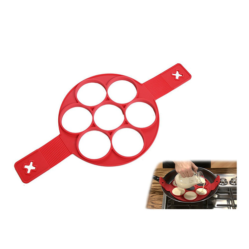 Non Stick Silicone Fried Egg Molds Pancake Rings (Red)