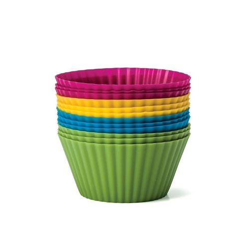 12 x Reusable Washable & Flexible Sugar-Craft Silicone Cupcake Moulds(7x3x4.5cm)