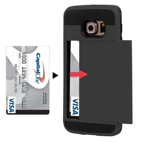 Samsung Galaxy S6 Wallet Case High Impact Shockproof Hard Shell Black
