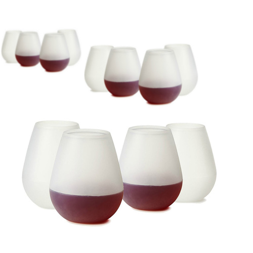Set Of 12 Unbreakable Silicone Wonder Wine Glass White 100% BPA Free Silicone