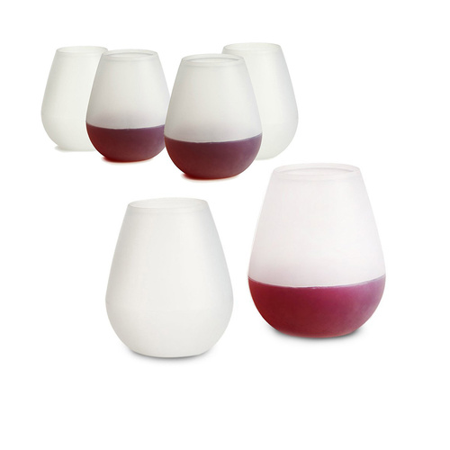 Set Of 6 Unbreakable Silicone Wonder Wine Glass White 100% BPA Free Silicone