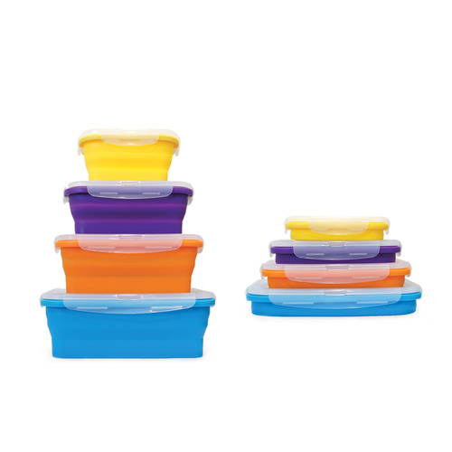 4 Piece Enviro Friend Reusable Collapsible Microwave Safe Silicone Food Storage 