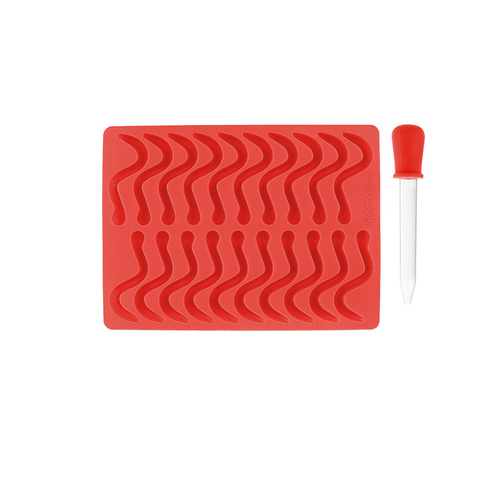 DIY BPA Free Silicone Gummy Bear Making Mold Kit Worm Snake Shape red