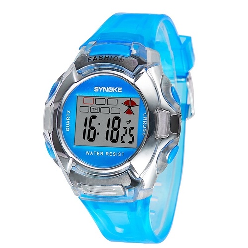 Kids Girl Student Digital Crystal Alarm Sports Waterproof Luminous Watch (Blue)