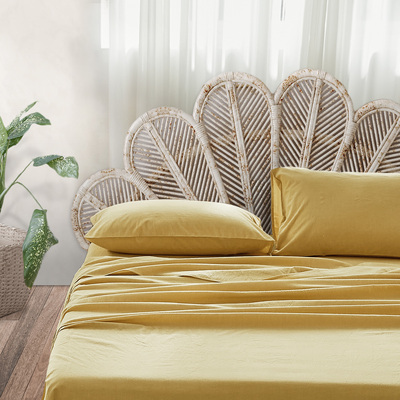 Sheet Set Bed Sheets Set Queen Flat Cover Pillow Case Yellow Essential