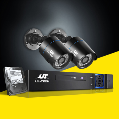 UL-Tech CCTV Security System 2TB 4CH DVR 1080P 2 Camera Set