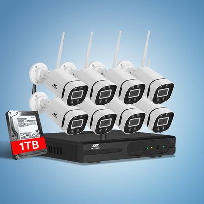 3MP Wireless CCTV 8CH NVR WiFi IP Security Camera System Outdoor 1TB