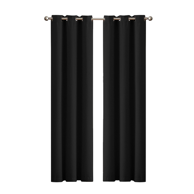 2x Blockout Curtains Panels 3 Layers-Black