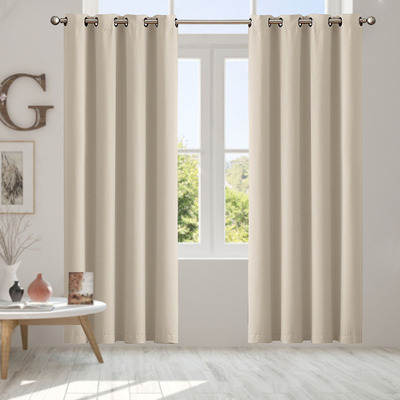 2x Blockout Curtains Panels 3 Layers Eyelet Beige