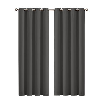 Stylish 2x Blockout Curtains Panels 3 Layers Charcoal