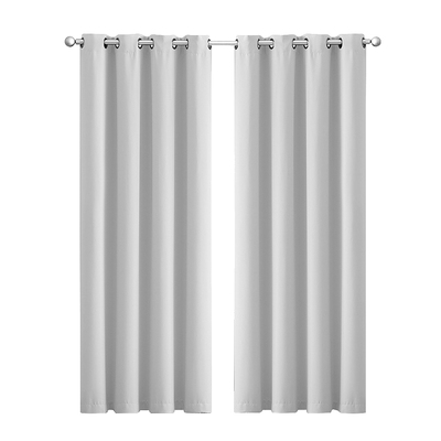 2x Blockout Curtains Panels 3 Layers Grey-Durable