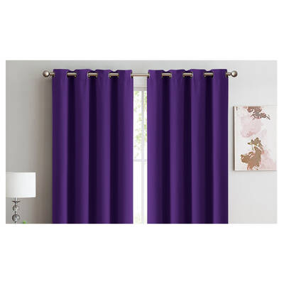 2x Blockout Curtains Panels 3 Layers Eyelet Room Darkening 140x230cm Purple