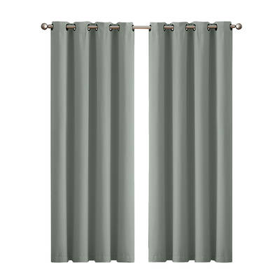 2x Blockout Curtains 3 Layers 140x230cm Grey