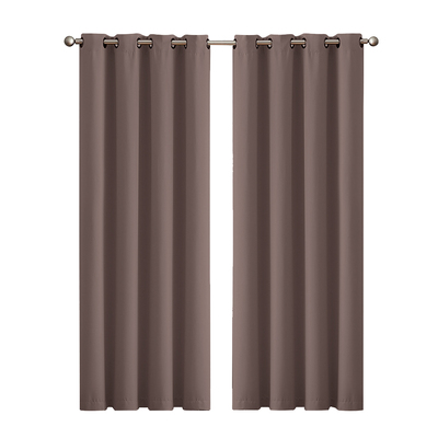 2x Blockout Curtains Panels 3 Layers- Taupe