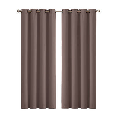 2x Blockout Curtains 3 Layers 140x230cm Taupe