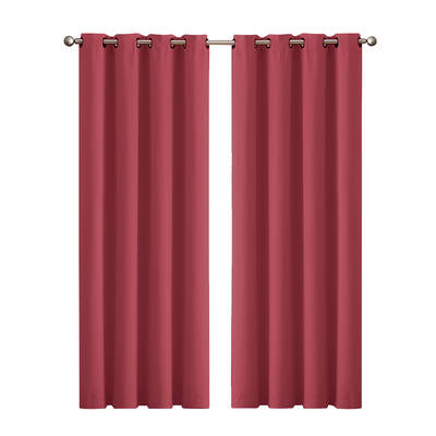 3 Layers Eyelet Blockout Curtains 140x230cm Burgundy