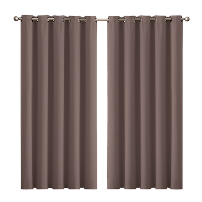 2x Blockout  Taupe Curtains Panels 3 Layers
