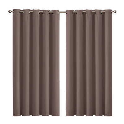 2x Blockout Curtains 3 Layers 180x230cm Taupe