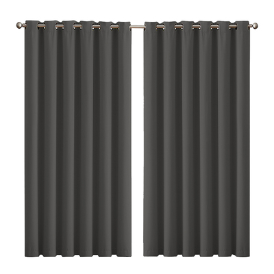 2x Blockout Curtains Panels 3 Layers Charcoal