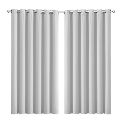 2x Blockout Curtains Panels 3 Layers Grey-Elegant
