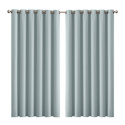 2x Blockout Curtains Panels 3 Layers Green