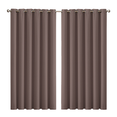 2x Blockout Curtains Panels 3 Layers Taupe